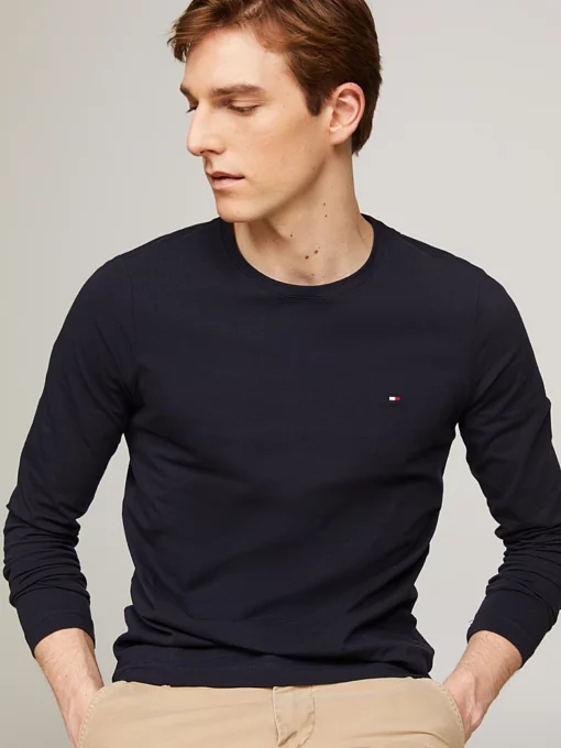 Tommy Hilfiger Slim Long Sleeve T-Shirt Navy Blue
