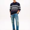 Tommy Hilfiger Fair Isle Lambswool Blend Relaxed Jumper Navy Blue / Ivory Petal