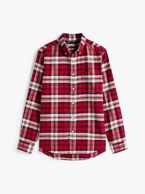 Tommy Hilfiger Regular Fit Tartan Check Flannel Shirt Regatta Red