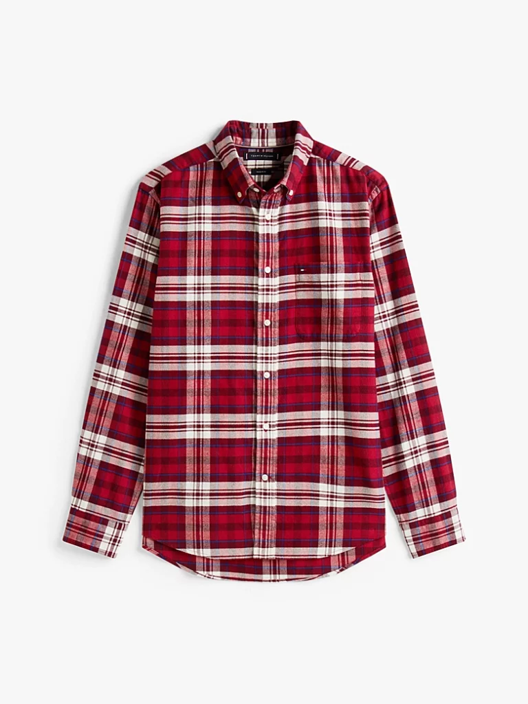 Tommy Hilfiger Regular Fit Tartan Check Flannel Shirt Regatta Red
