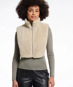 Rino & Pelle Nura Reversible Bib With Faux Fur Birch
