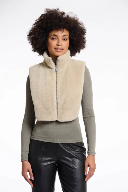 Rino & Pelle Nura Reversible Bib With Faux Fur Birch