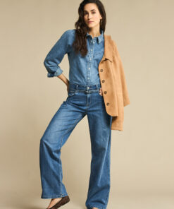 Red Button Victoria Blouse Denim Midstone