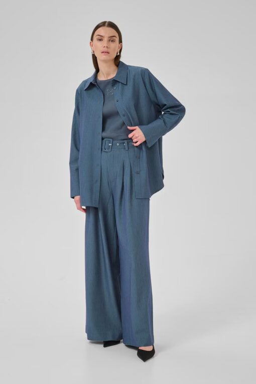 My Essential Wardrobe VittaMW Shirt Dark Slate W. Stripe