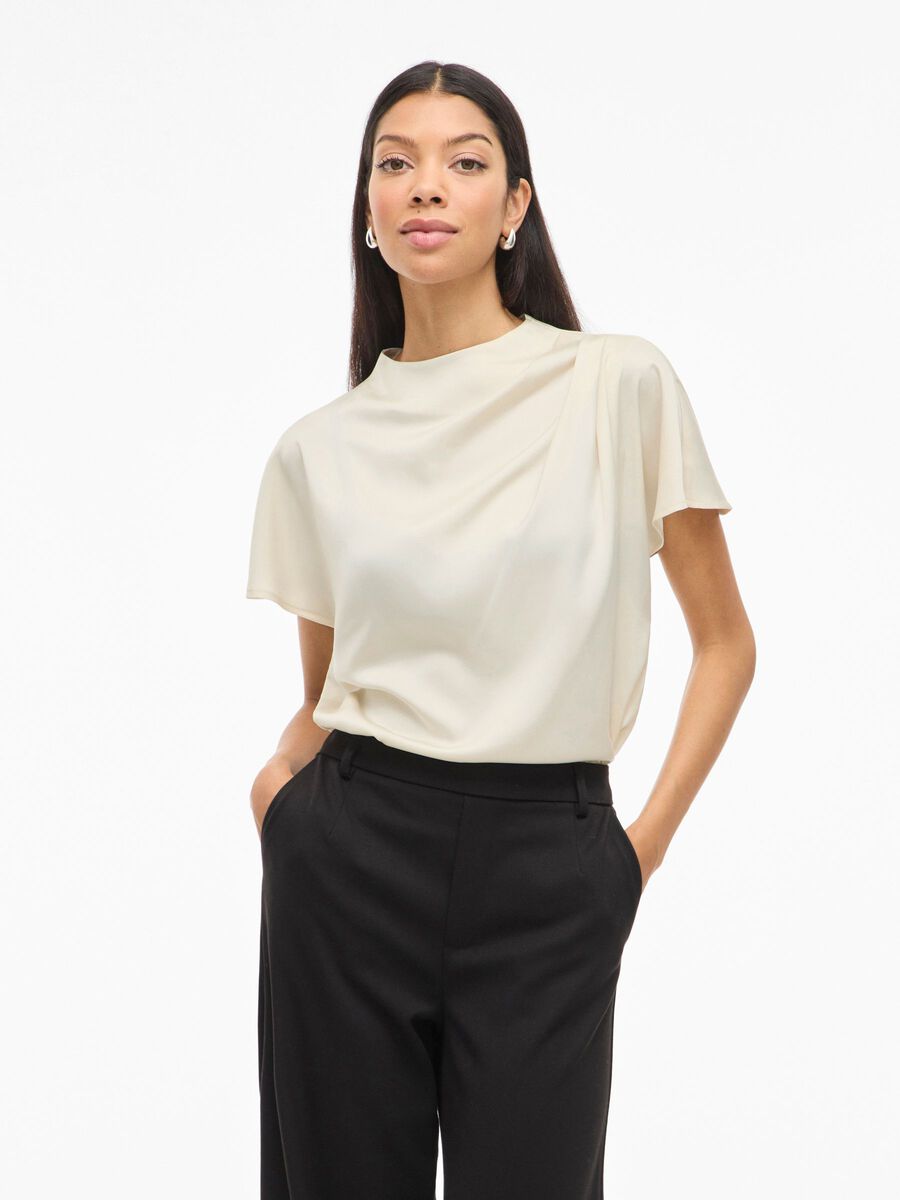 Vielmina Funnel Neck Top Birch Vielmina Funnel Neck Top Birch