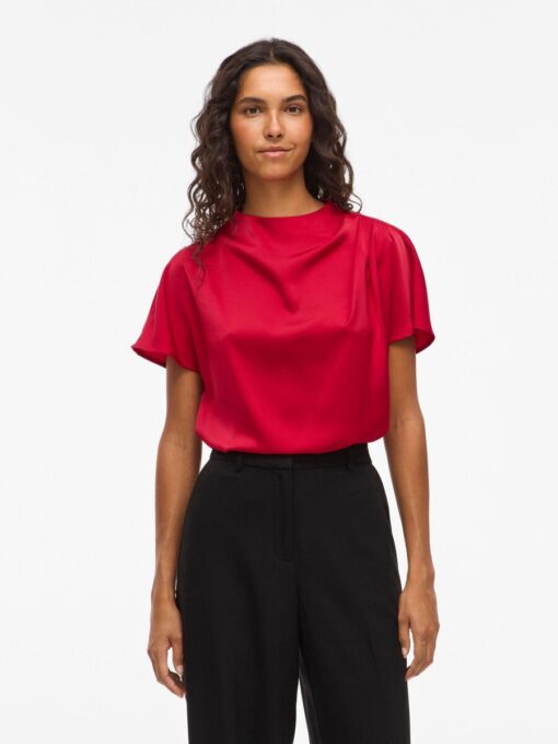 Vielmina Funnel Neck Top Jester Red