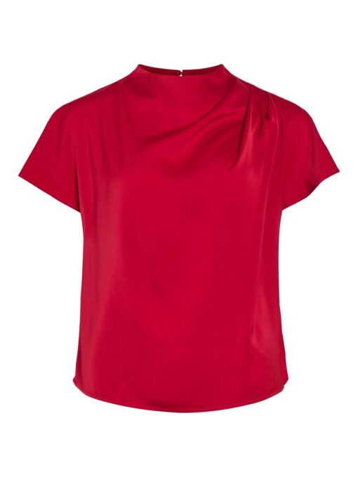 Vielmina Funnel Neck Top Jester Red