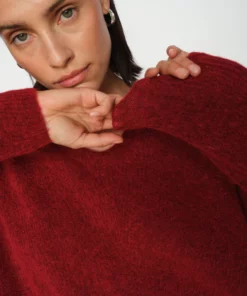 Mos Mosh Thora V-Neck Knit Rhythmic Red