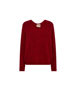 Mos Mosh Thora V-Neck Knit Rhythmic Red
