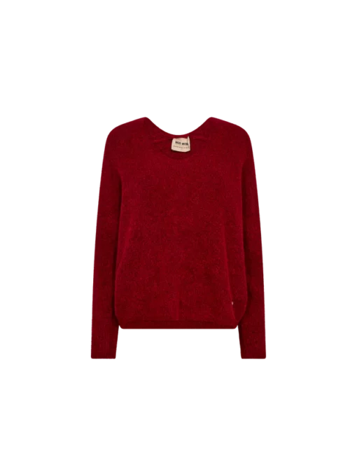 Mos Mosh Thora V-Neck Knit Rhythmic Red