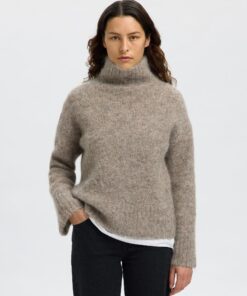 Slhgabriella High Neck knit Steel Gray