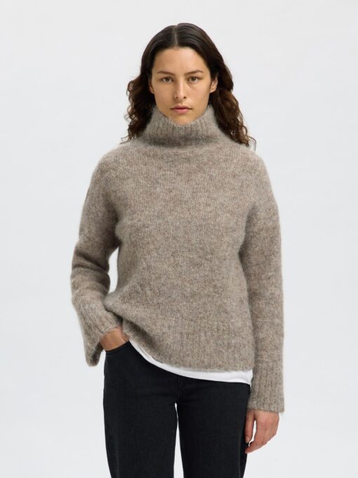 Slhgabriella High Neck knit Steel Gray