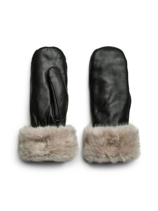 Pcjutlandia Leather Mittens Black