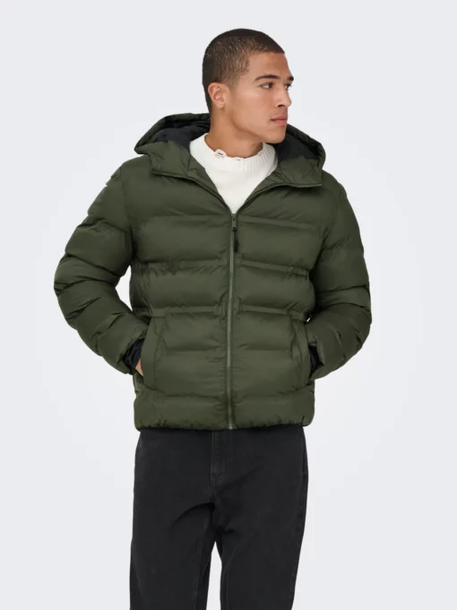 Onsunion Hood Puffer Jacket Green