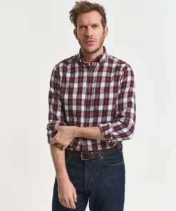 Gant Reg Windblown Flannel Shirt Modern Rust