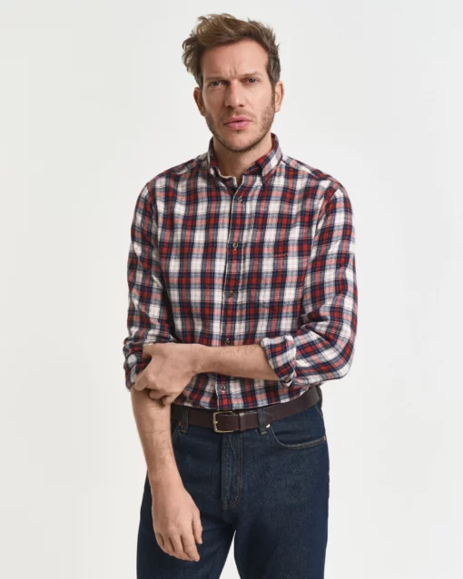 Gant Reg Windblown Flannel Shirt Modern Rust