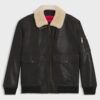 Hugo Loran Leather Aviator Jacket Dark Brown