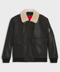 Hugo Loran Leather Aviator Jacket Dark Brown