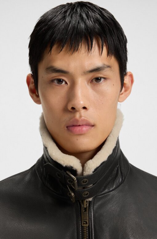 Hugo Loran Leather Aviator Jacket Dark Brown