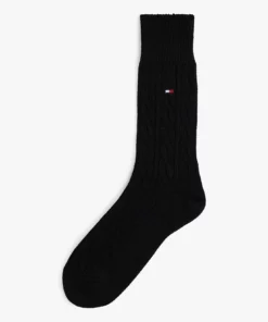 Tommy Hilfiger Wool Blend Cable Knit Socks Black