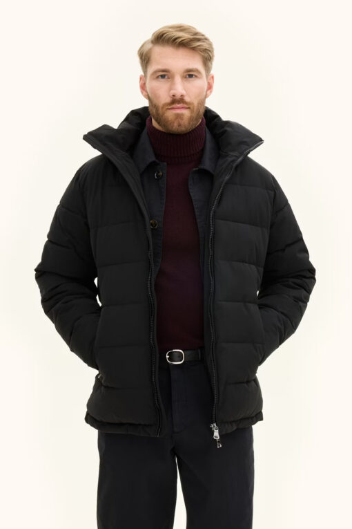 Oscar Jacobson Hooded Puffer Jacket Black