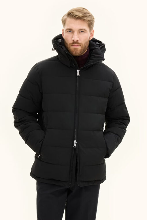 Oscar Jacobson Hooded Puffer Jacket Black