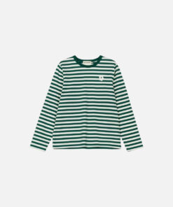 Marimekko Unisex Tasaraita Relaxed LS Shirt Dark Green, Off white