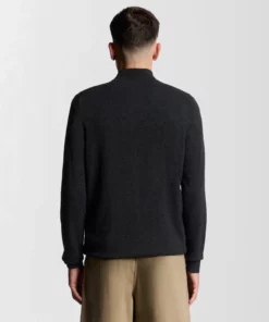 Lyle & Scott Lambswool Blend 1/4 Zip Jumper Jet Black Marl
