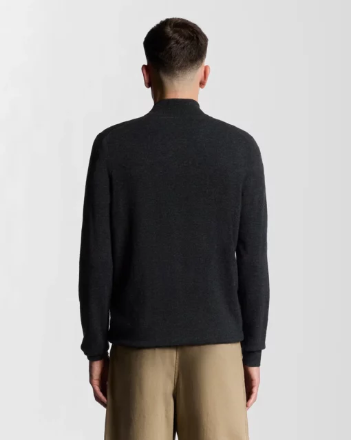 Lyle & Scott Lambswool Blend 1/4 Zip Jumper Jet Black Marl