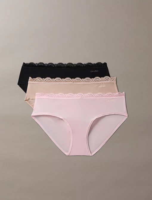 Calvin Klein 3 Pack Hipster Panties - Micro Stretch with Lace