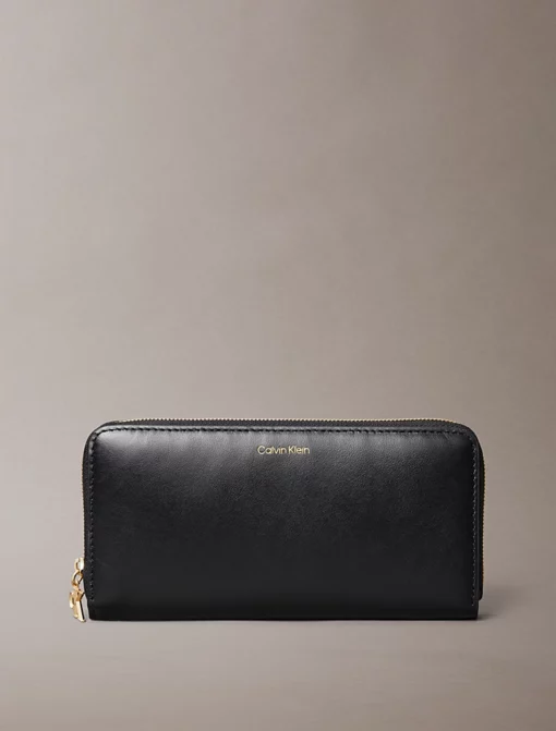 Calvin Klein Leather Large Zip Wallet Black