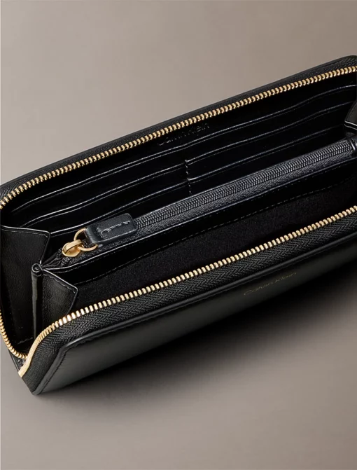 Calvin Klein Leather Large Zip Wallet Black