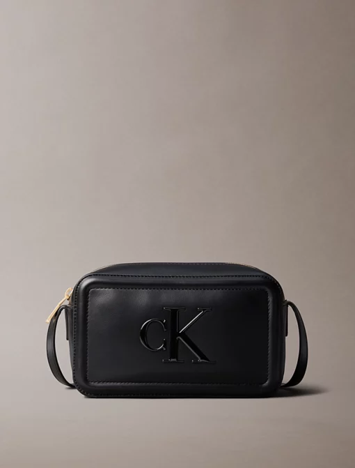 Calvin Klein Embossed Monogram Logo Camera Bag Black