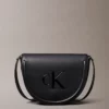 Calvin Klein Embossed Monogram Logo Saddle Bag Black