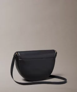 Calvin Klein Embossed Monogram Logo Saddle Bag Black