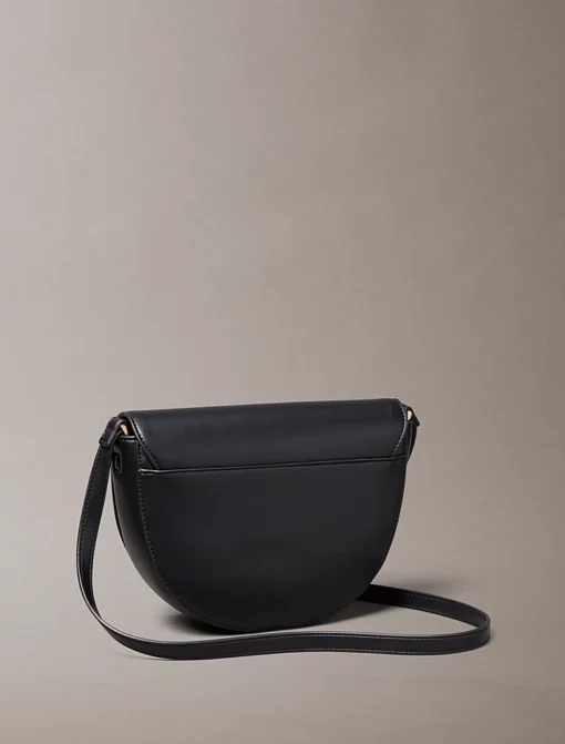 Calvin Klein Embossed Monogram Logo Saddle Bag Black