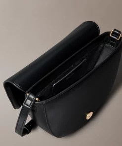 Calvin Klein Embossed Monogram Logo Saddle Bag Black