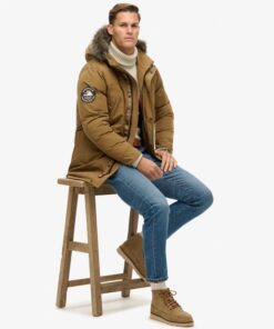 Superdry Everest Faux Fur Parka Jacket Kangaroo Brown