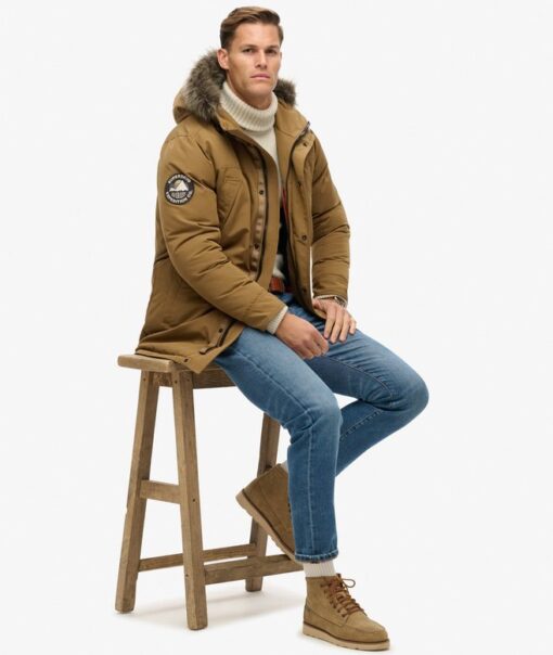 Superdry Everest Faux Fur Parka Jacket Kangaroo Brown