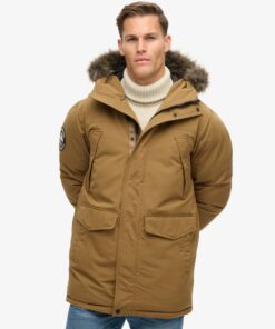 Superdry Everest Faux Fur Parka Jacket Kangaroo Brown