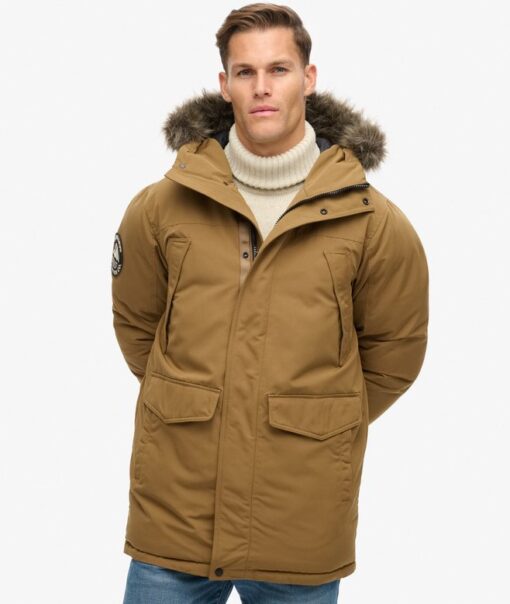 Superdry Everest Faux Fur Parka Jacket Kangaroo Brown