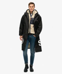 Superdry Robe Coat Black/White