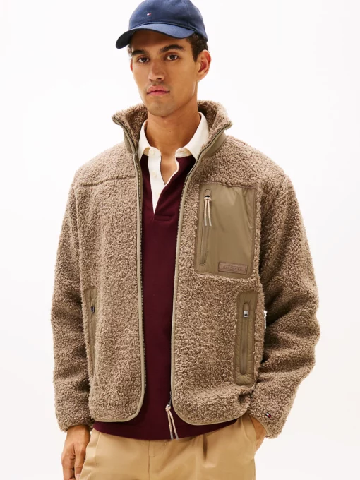 Tommy Hilfiger Teddy Fleece Zip-Thru Jacket Coastal Taupe