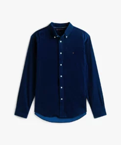 Tommy Hilfiger Regular Fit Flag Embroidery Corduroy Shirt Imperial Navy