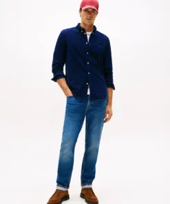 Tommy Hilfiger Regular Fit Flag Embroidery Corduroy Shirt Imperial Navy