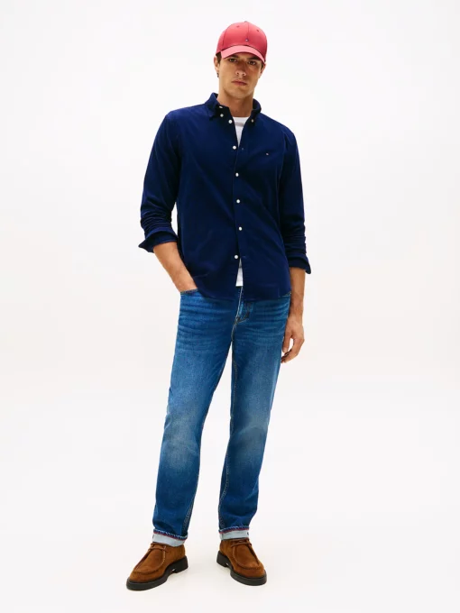 Tommy Hilfiger Regular Fit Flag Embroidery Corduroy Shirt Imperial Navy
