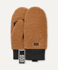 Women's UGGfluff Mitten With Logo Tape Chestnut