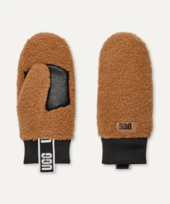 Women's UGGfluff Mitten With Logo Tape Chestnut
