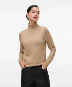 Vmhappyglitter Rollneck Pullover Silver Mink