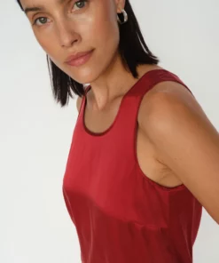 Mos Mosh Astrid Silk Tank Top Rhytmic Red